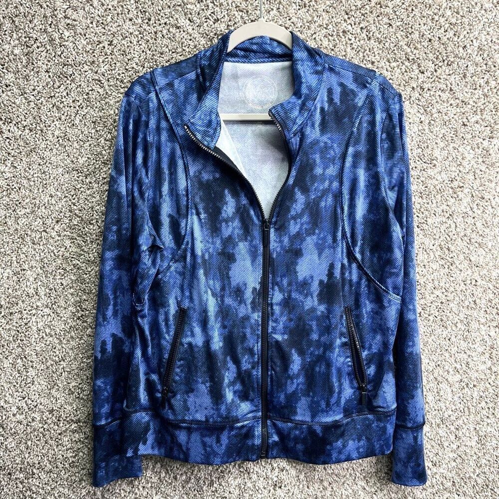 Michael‎ Kors Jacket Women’s XL Blue Tie-Dye Print Zip Up Athletic